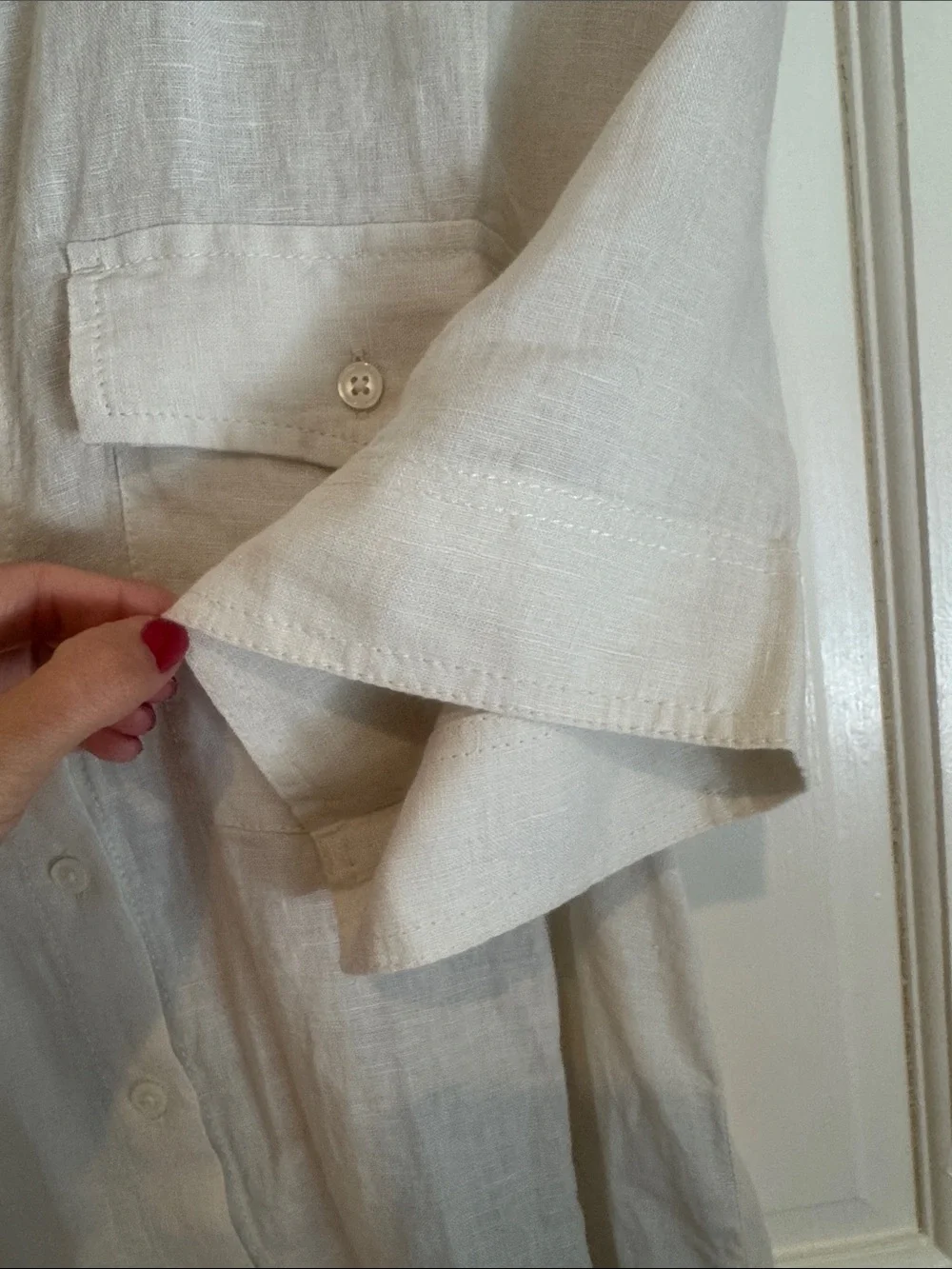 J. Crew women’s Cream Short-Sleeve Button-Up Linen Shirt dress size S